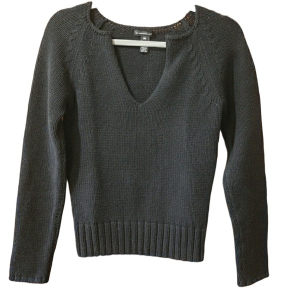 Club Monaco Black Vneck Pullover Knit Sweater Medium